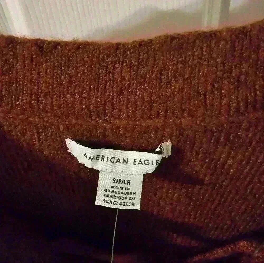 American Eagle Long Sleeve NWT Maroon Sweater Oversized S - Picture 3 of 6